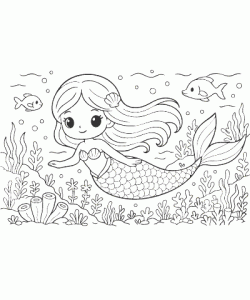 Ausmalbild Meerjungfrau 004