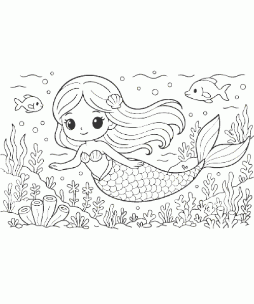 Ausmalbild Meerjungfrau 004
