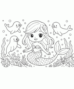 Ausmalbild Meerjungfrau 005