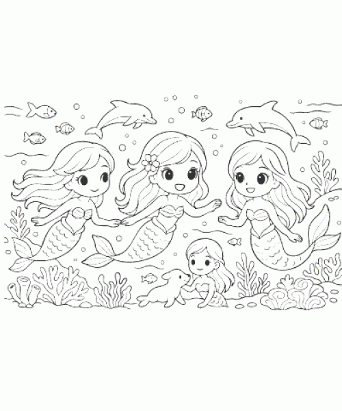 Ausmalbild Meerjungfrau 006