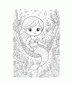 Ausmalbild Meerjungfrau 007