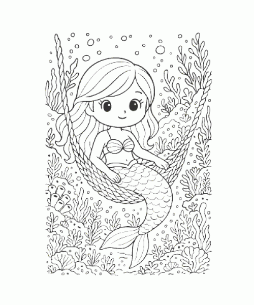 Ausmalbild Meerjungfrau 007