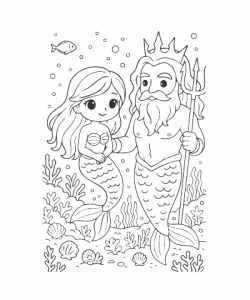 Ausmalbild Meerjungfrau 009