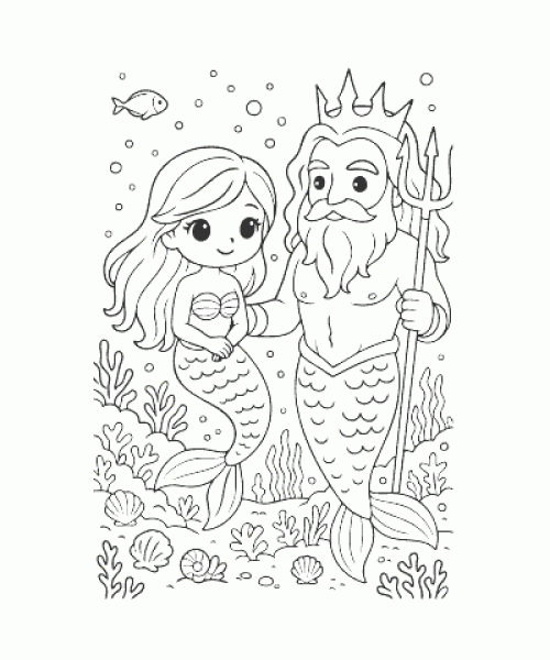 Ausmalbild Meerjungfrau 009
