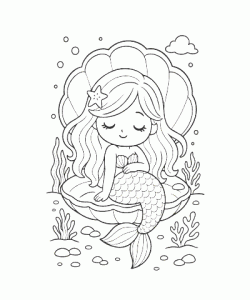Ausmalbild Meerjungfrau 011