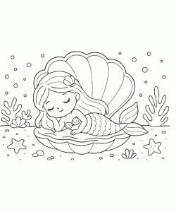 Ausmalbild Meerjungfrau 012