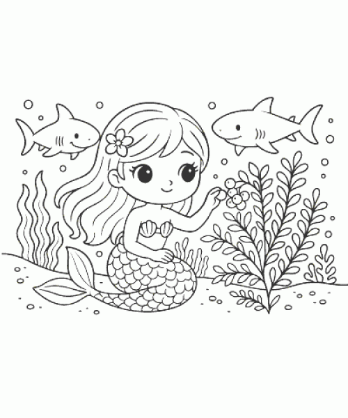 Ausmalbild Meerjungfrau 013