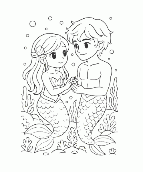 Ausmalbild Meerjungfrau 014