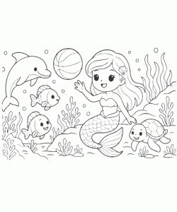 Ausmalbild Meerjungfrau 015