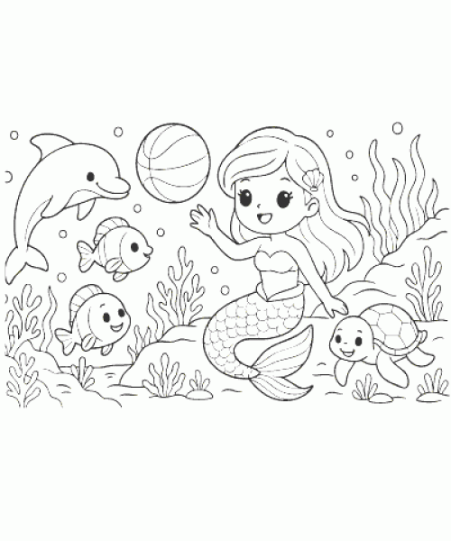 Ausmalbild Meerjungfrau 015