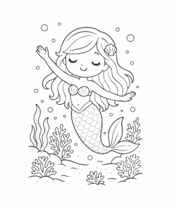Ausmalbild Meerjungfrau 016