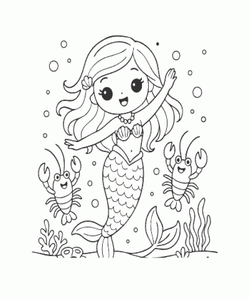 Ausmalbild Meerjungfrau 017