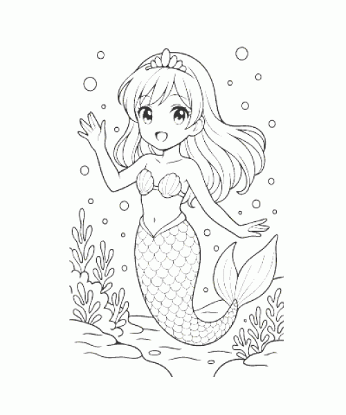 Ausmalbild Meerjungfrau 018