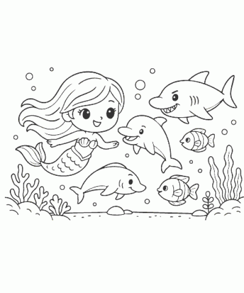 Ausmalbild Meerjungfrau 025