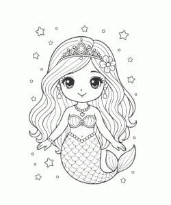Ausmalbild Meerjungfrau 027