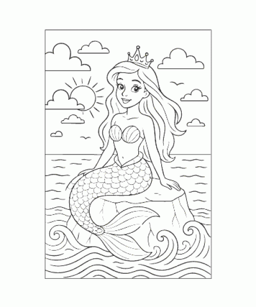 Ausmalbild Meerjungfrau 028