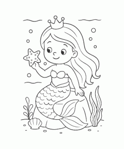 Ausmalbild Meerjungfrau 030
