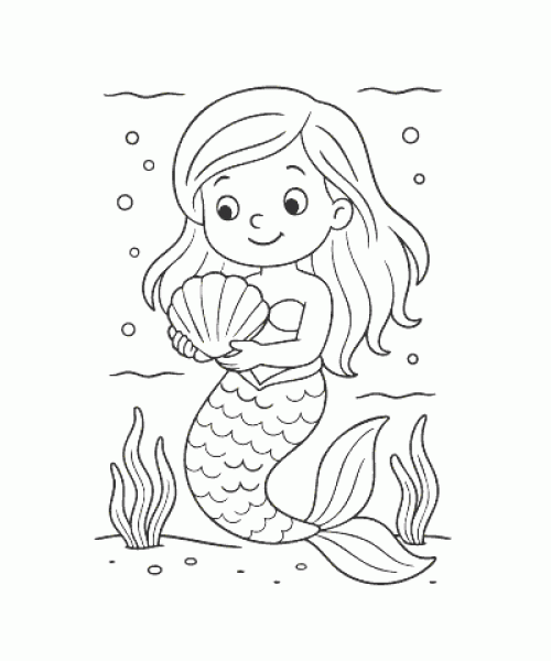 Ausmalbild Meerjungfrau 031