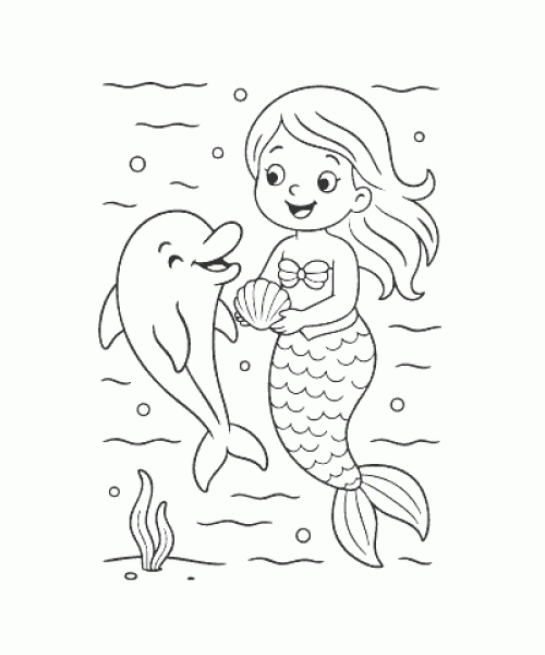 Ausmalbild Meerjungfrau 032