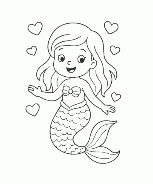 Ausmalbild Meerjungfrau 033