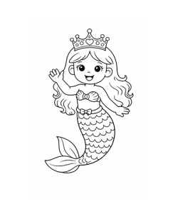 Ausmalbild Meerjungfrau winkt