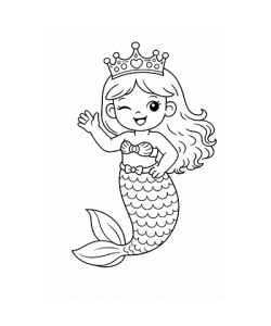 Ausmalbild Meerjungfrau zwinkert