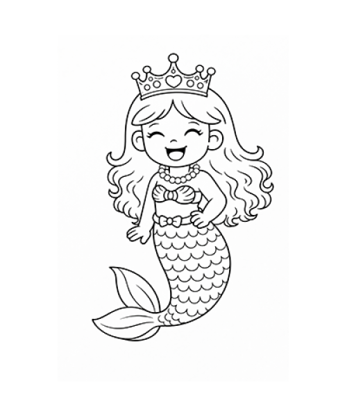 Ausmalbild Meerjungfrau kichert