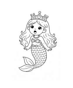 Ausmalbild Meerjungfrau ist erstaunt