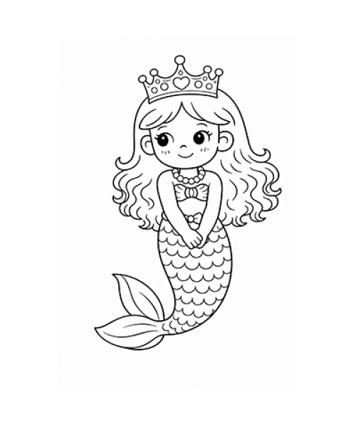 Ausmalbild Meerjungfrau ist schüchtern