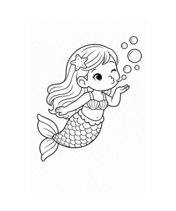Ausmalbild Meerjungfrau Küsschen