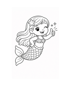 Ausmalbild Meerjungfrau Daumen nach oben