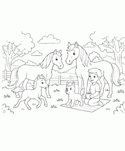 Ausmalbild Pferde 001