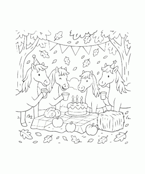 Ausmalbild Pferde 002