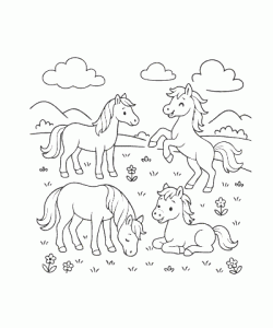 Ausmalbild Pferde 003