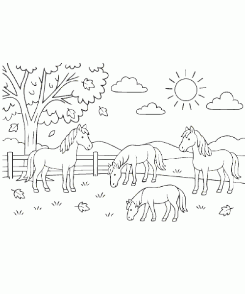 Ausmalbild Pferde 004