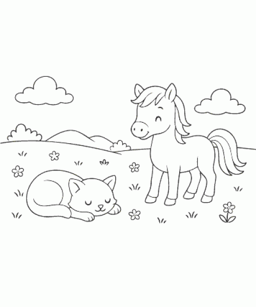 Ausmalbild Pferde 005