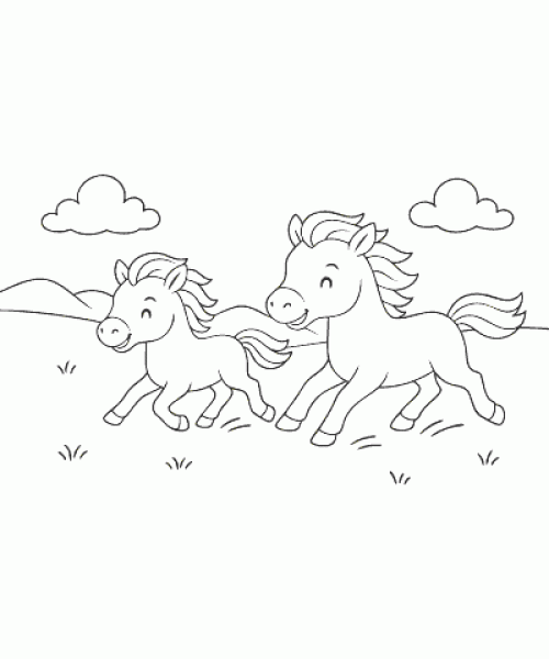 Ausmalbild Pferde 007