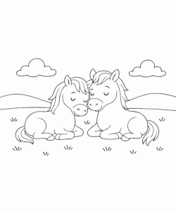 Ausmalbild Pferde 009