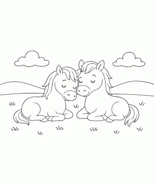 Ausmalbild Pferde 009