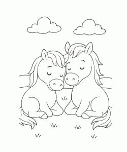 Ausmalbild Pferde 010