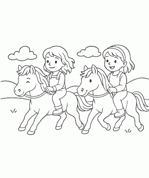 Ausmalbild Pferde 015