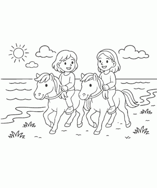 Ausmalbild Pferde 018