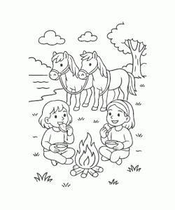 Ausmalbild Pferde 020