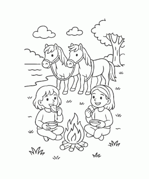 Ausmalbild Pferde 020