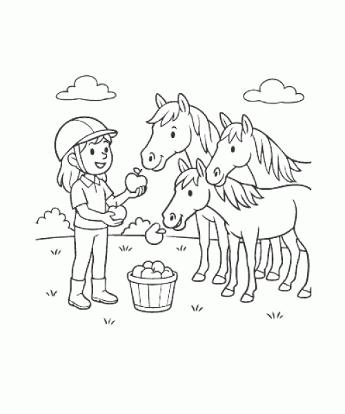 Ausmalbild Pferde 026