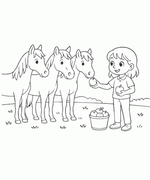 Ausmalbild Pferde 028