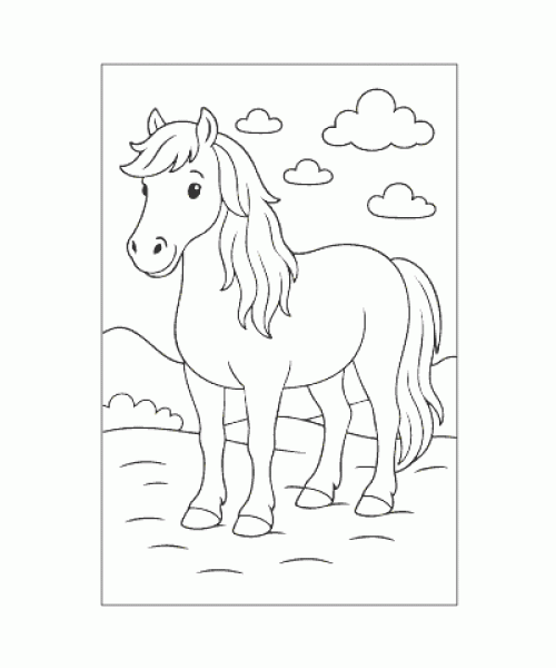 Ausmalbild Pferde 033