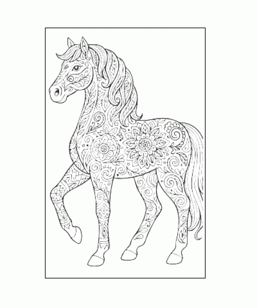 Ausmalbild Pferde 036