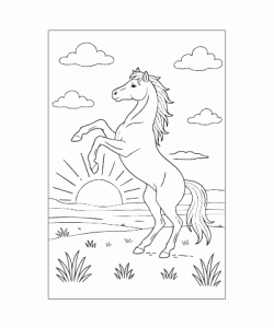 Ausmalbild Pferde 049