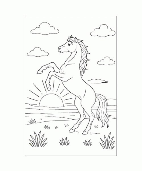 Ausmalbild Pferde 049